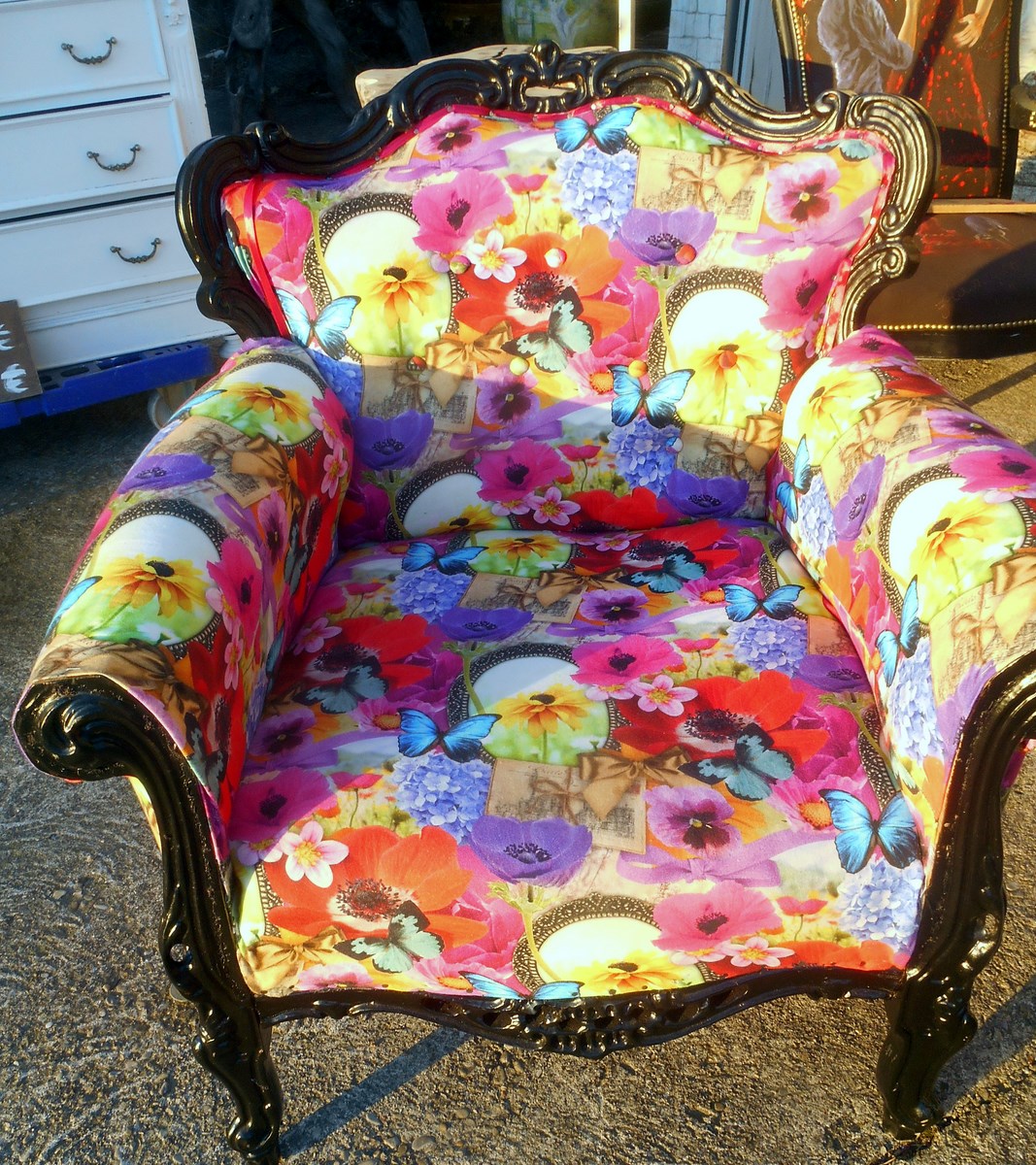 fauteuil baroque,décor fleurs